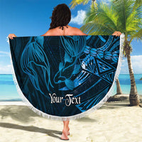 Personalised Polynesia Zodiac Pisces Beach Blanket Galaxy Polynesian Pattern Chest Tattoo Style