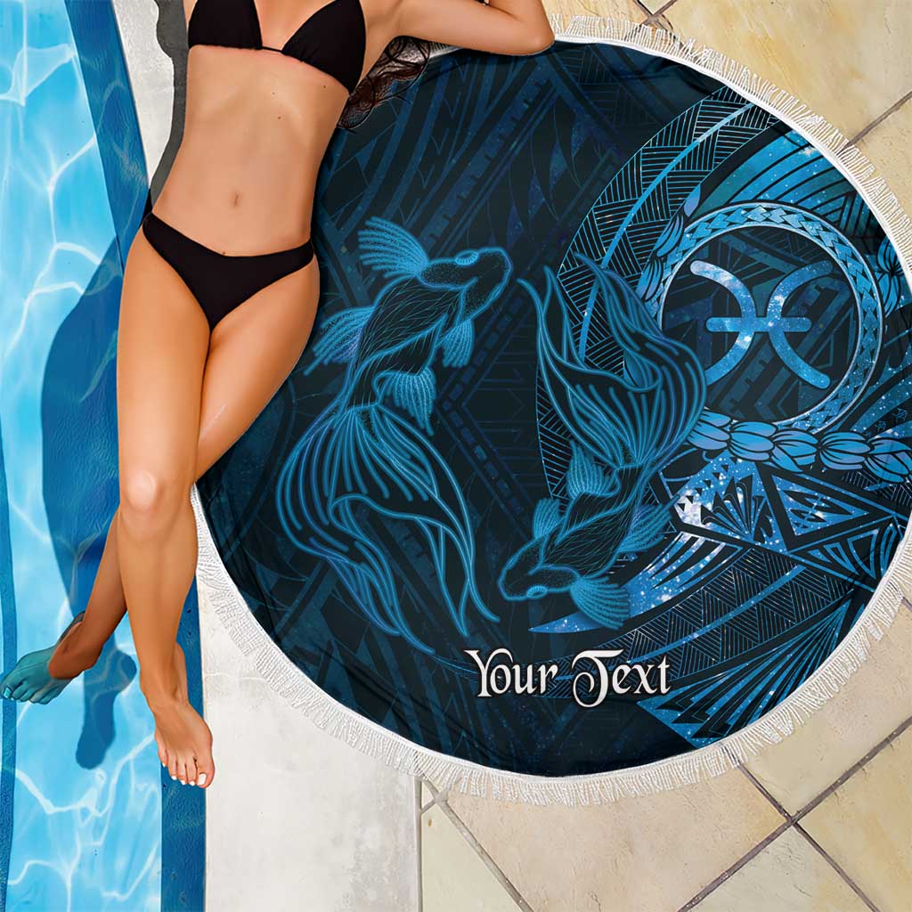 Personalised Polynesia Zodiac Pisces Beach Blanket Galaxy Polynesian Pattern Chest Tattoo Style