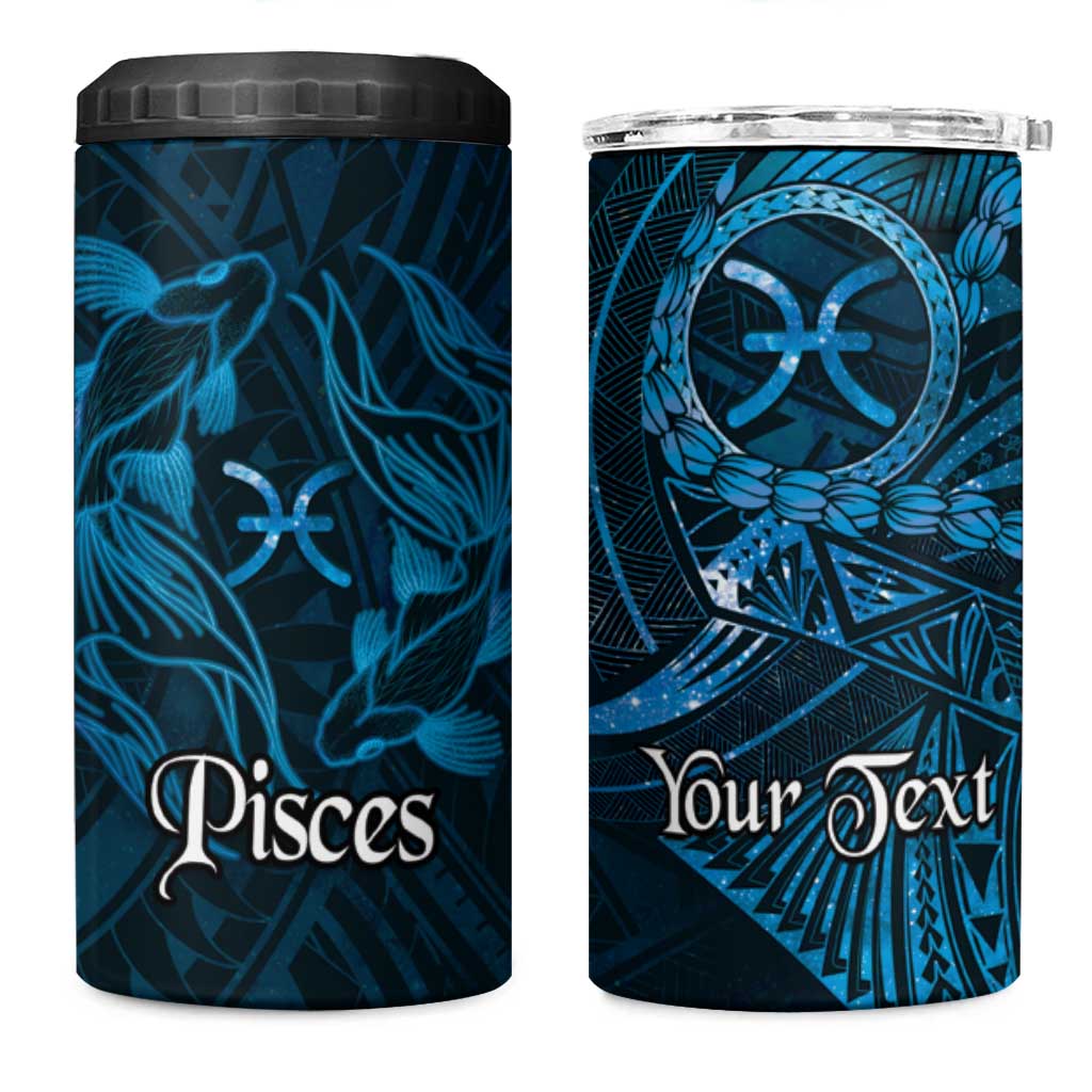 Personalised Polynesia Zodiac Pisces 4 in 1 Can Cooler Tumbler Galaxy Polynesian Pattern Chest Tattoo Style