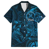 Personalised Polynesia Zodiac Pisces Family Matching Long Sleeve Bodycon Dress and Hawaiian Shirt Galaxy Polynesian Pattern Chest Tattoo Style LT14 Dad's Shirt - Short Sleeve Blue - Polynesian Pride