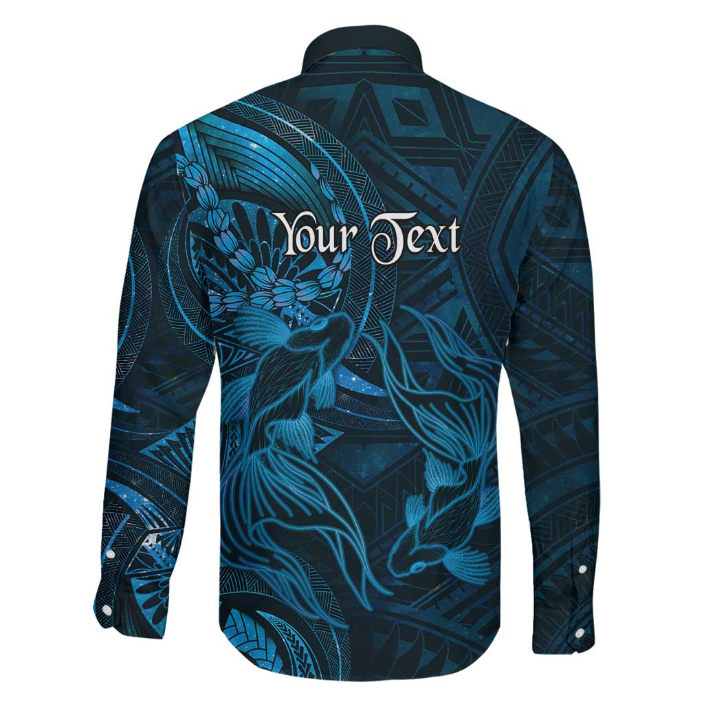 Personalised Polynesia Zodiac Pisces Family Matching Off The Shoulder Long Sleeve Dress and Hawaiian Shirt Galaxy Polynesian Pattern Chest Tattoo Style LT14 - Polynesian Pride