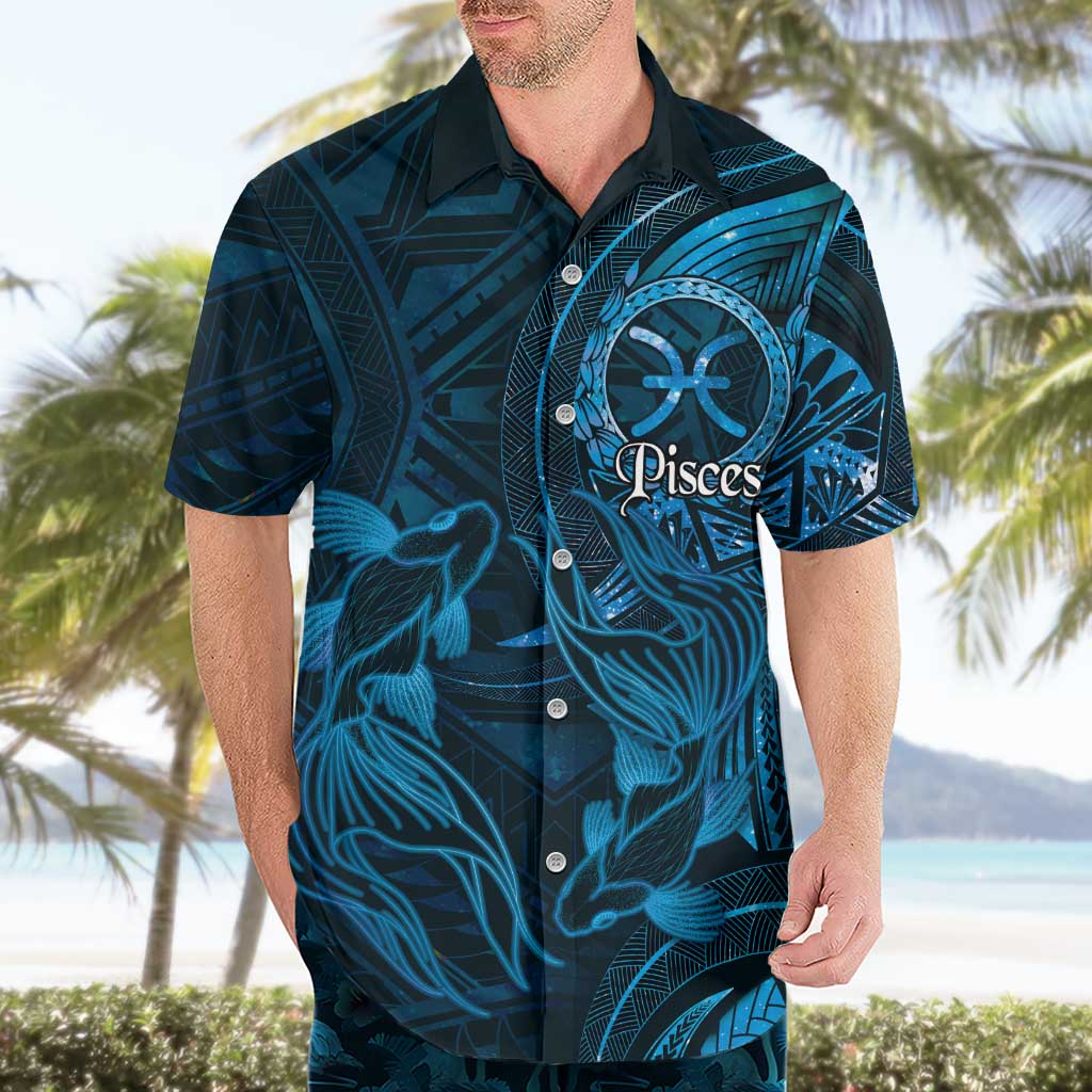 Personalised Polynesia Zodiac Pisces Hawaiian Shirt Galaxy Polynesian Pattern Chest Tattoo Style LT14 - Polynesian Pride