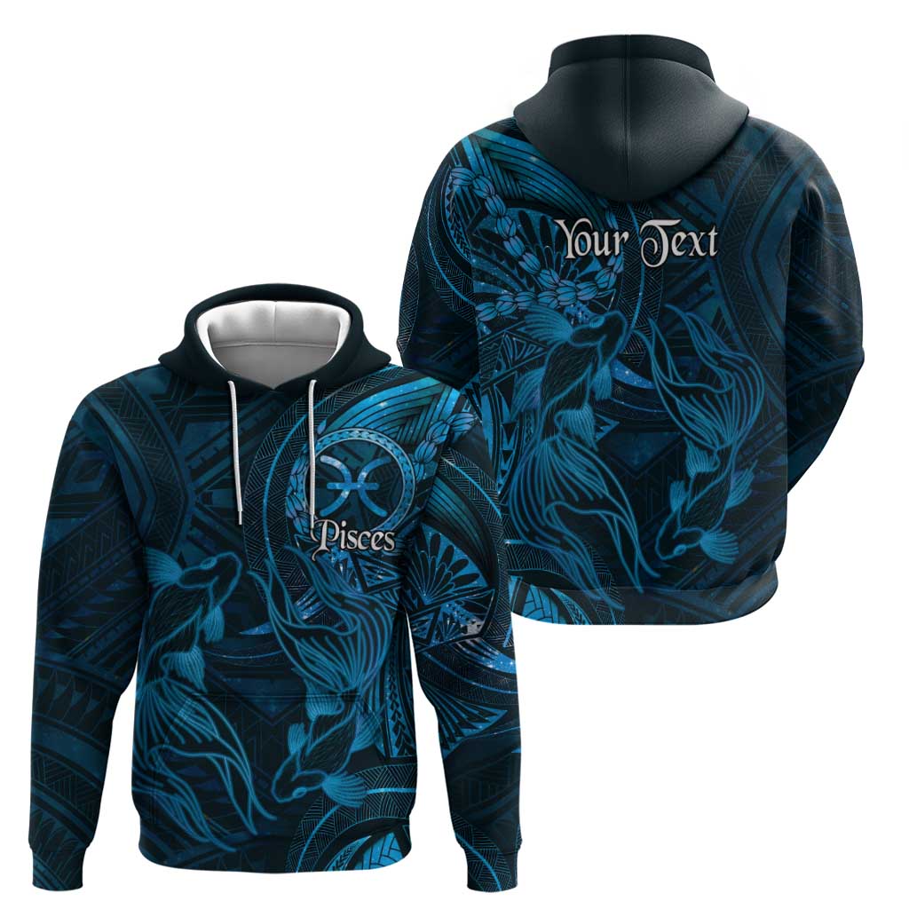 Personalised Polynesia Zodiac Pisces Hoodie Galaxy Polynesian Pattern Chest Tattoo Style LT14 - Polynesian Pride