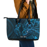 Personalised Polynesia Zodiac Pisces Leather Tote Bag Galaxy Polynesian Pattern Chest Tattoo Style