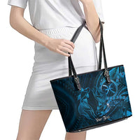 Personalised Polynesia Zodiac Pisces Leather Tote Bag Galaxy Polynesian Pattern Chest Tattoo Style