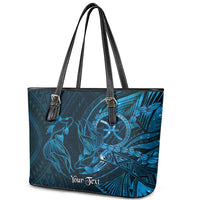 Personalised Polynesia Zodiac Pisces Leather Tote Bag Galaxy Polynesian Pattern Chest Tattoo Style