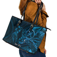 Personalised Polynesia Zodiac Pisces Leather Tote Bag Galaxy Polynesian Pattern Chest Tattoo Style
