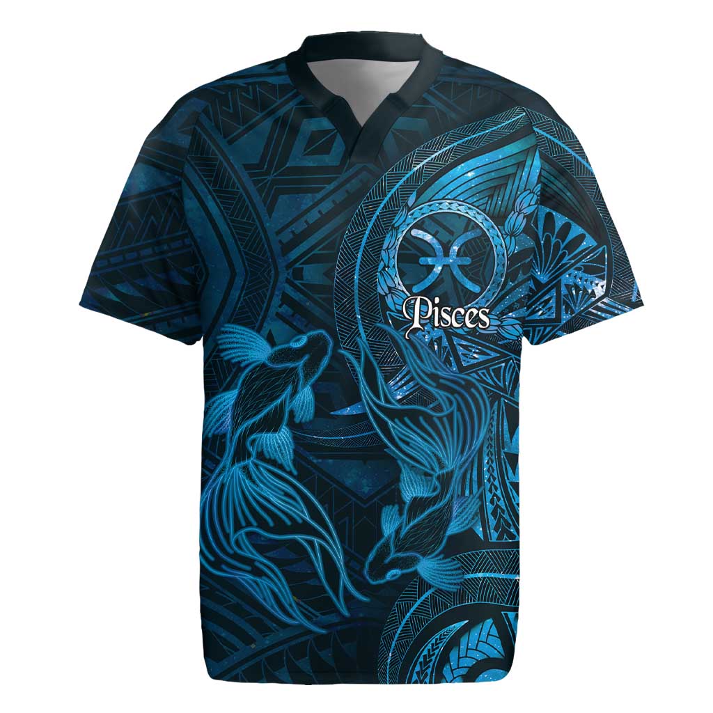 Personalised Polynesia Zodiac Pisces Rugby Jersey Galaxy Polynesian Pattern Chest Tattoo Style
