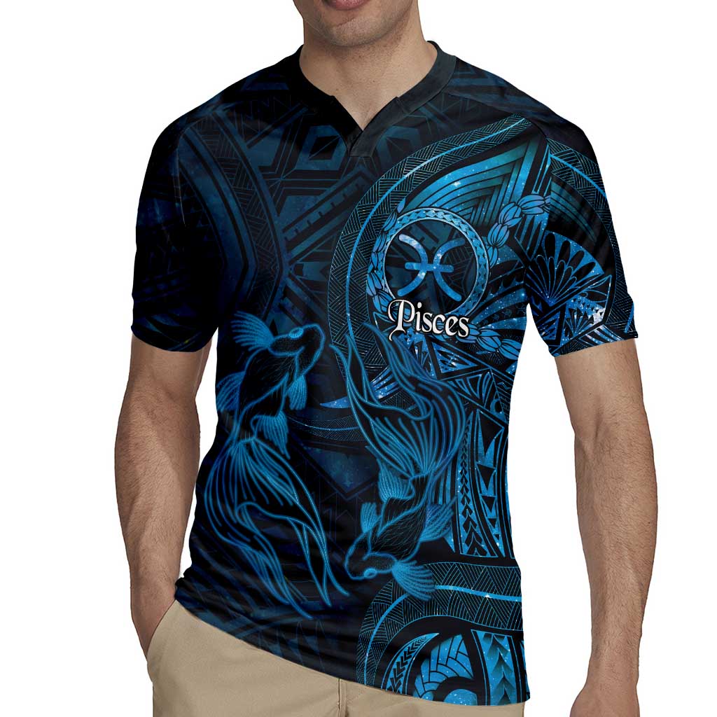 Personalised Polynesia Zodiac Pisces Rugby Jersey Galaxy Polynesian Pattern Chest Tattoo Style
