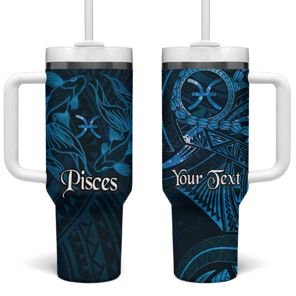 Personalised Polynesia Zodiac Pisces Tumbler With Handle Galaxy Polynesian Pattern Chest Tattoo Style