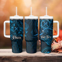 Personalised Polynesia Zodiac Pisces Tumbler With Handle Galaxy Polynesian Pattern Chest Tattoo Style