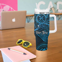 Personalised Polynesia Zodiac Pisces Tumbler With Handle Galaxy Polynesian Pattern Chest Tattoo Style