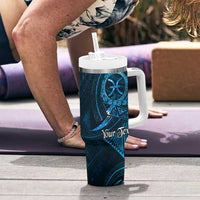 Personalised Polynesia Zodiac Pisces Tumbler With Handle Galaxy Polynesian Pattern Chest Tattoo Style