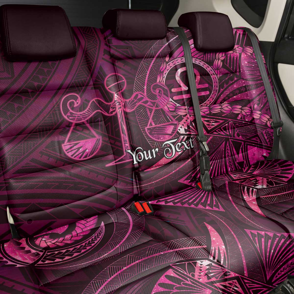 Personalised Polynesia Zodiac Libra Back Car Seat Cover Galaxy Polynesian Pattern Chest Tattoo Style
