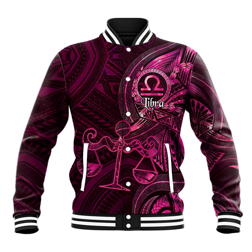 Personalised Polynesia Zodiac Libra Baseball Jacket Galaxy Polynesian Pattern Chest Tattoo Style LT14 Unisex Pink - Polynesian Pride