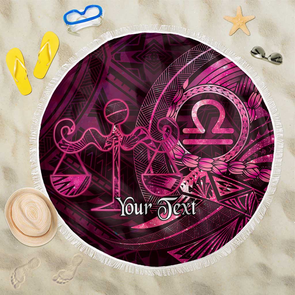 Personalised Polynesia Zodiac Libra Beach Blanket Galaxy Polynesian Pattern Chest Tattoo Style