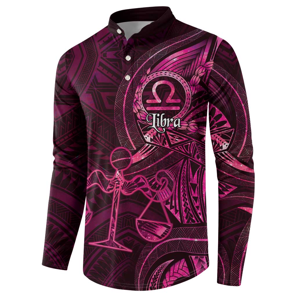 Personalised Polynesia Zodiac Libra Button Sweatshirt Galaxy Polynesian Pattern Chest Tattoo Style