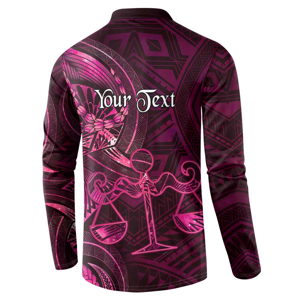 Personalised Polynesia Zodiac Libra Button Sweatshirt Galaxy Polynesian Pattern Chest Tattoo Style
