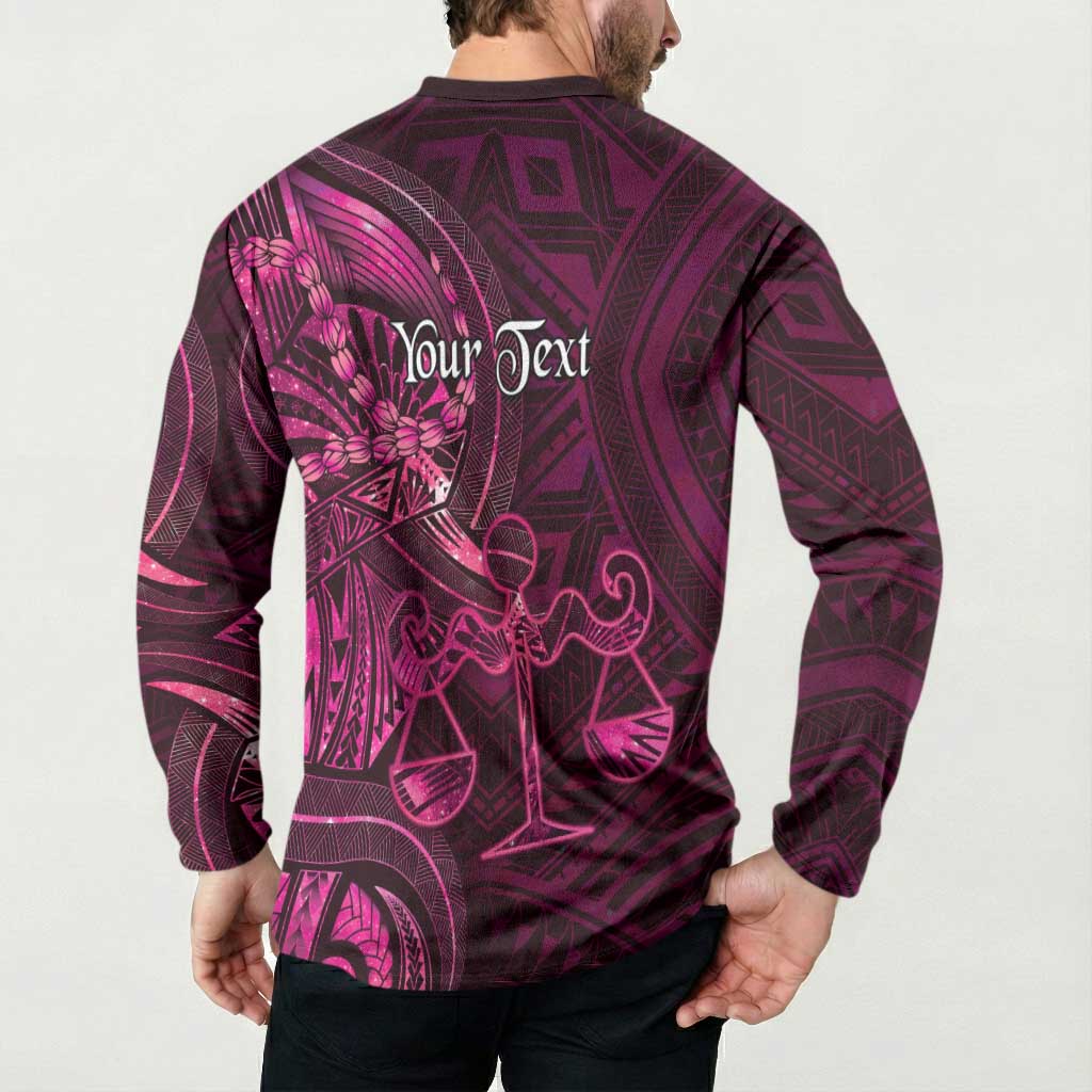 Personalised Polynesia Zodiac Libra Button Sweatshirt Galaxy Polynesian Pattern Chest Tattoo Style
