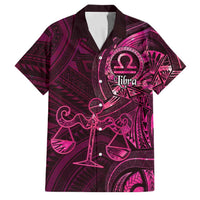 Personalised Polynesia Zodiac Libra Family Matching Tank Maxi Dress and Hawaiian Shirt Galaxy Polynesian Pattern Chest Tattoo Style LT14 Dad's Shirt - Short Sleeve Pink - Polynesian Pride