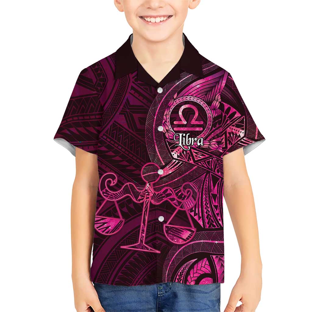 Personalised Polynesia Zodiac Libra Kid Hawaiian Shirt Galaxy Polynesian Pattern Chest Tattoo Style