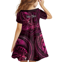Personalised Polynesia Zodiac Libra Kid Short Sleeve Dress Galaxy Polynesian Pattern Chest Tattoo Style LT14 - Polynesian Pride