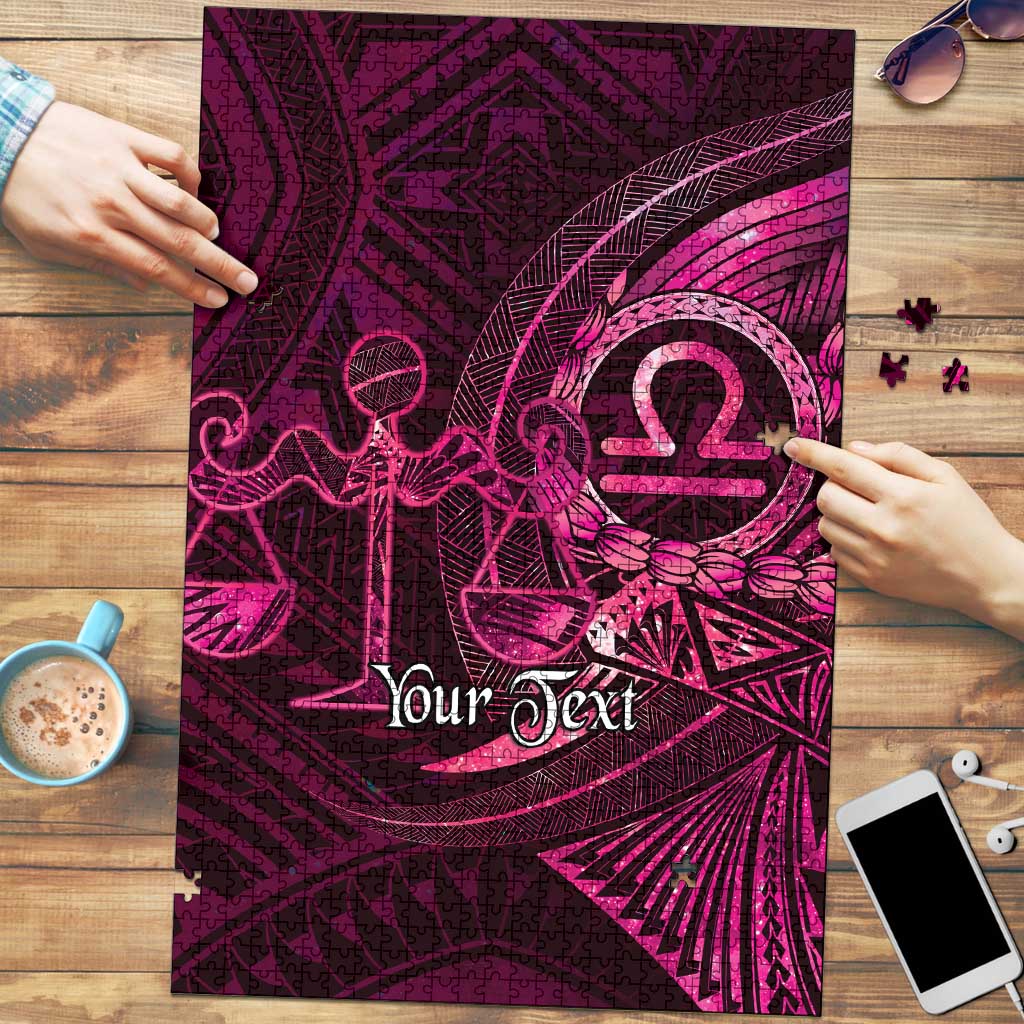 Personalised Polynesia Zodiac Libra Puzzle Galaxy Polynesian Pattern Chest Tattoo Style LT14 Pink - Polynesian Pride