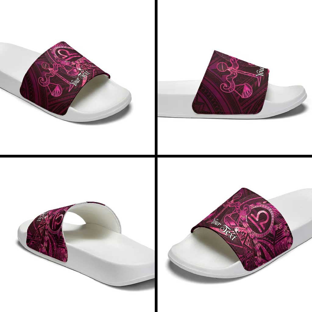 Personalised Polynesia Zodiac Libra Slide Sandals Galaxy Polynesian Pattern Chest Tattoo Style LT14 - Polynesian Pride