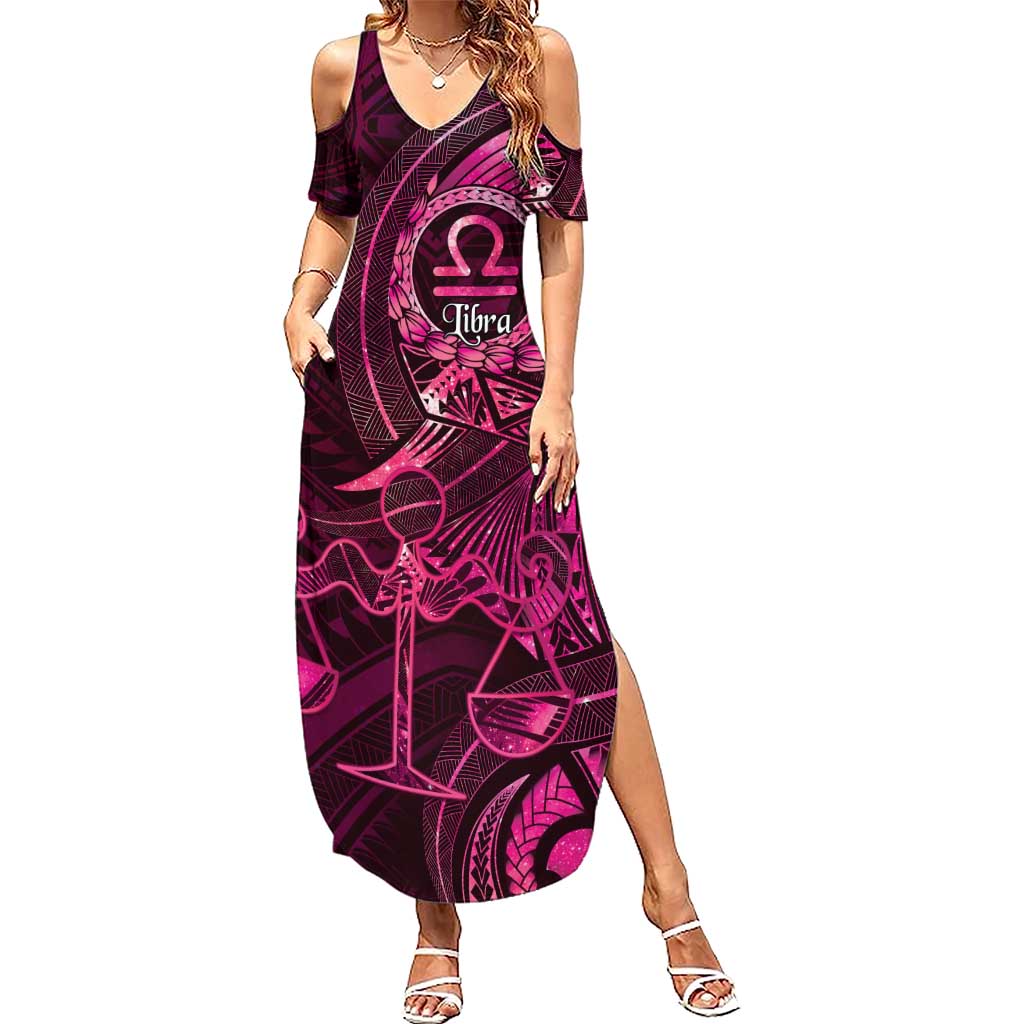 Personalised Polynesia Zodiac Libra Summer Maxi Dress Galaxy Polynesian Pattern Chest Tattoo Style