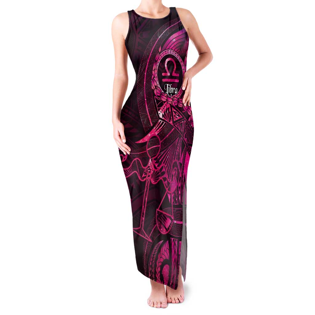 Personalised Polynesia Zodiac Libra Tank Maxi Dress Galaxy Polynesian Pattern Chest Tattoo Style