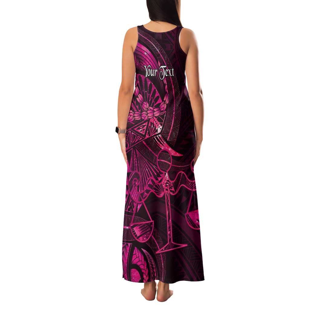Personalised Polynesia Zodiac Libra Tank Maxi Dress Galaxy Polynesian Pattern Chest Tattoo Style