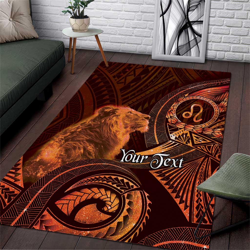 Personalised Polynesia Zodiac Leo Area Rug Galaxy Polynesian Pattern Chest Tattoo Style