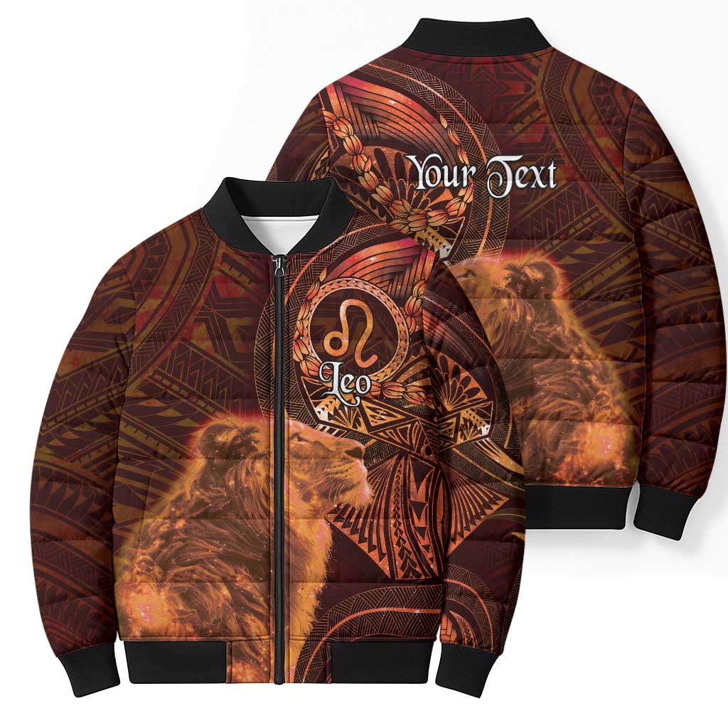 Personalised Polynesia Zodiac Leo Bomber Puffer Jacket Galaxy Polynesian Pattern Chest Tattoo Style LT14 - Polynesian Pride