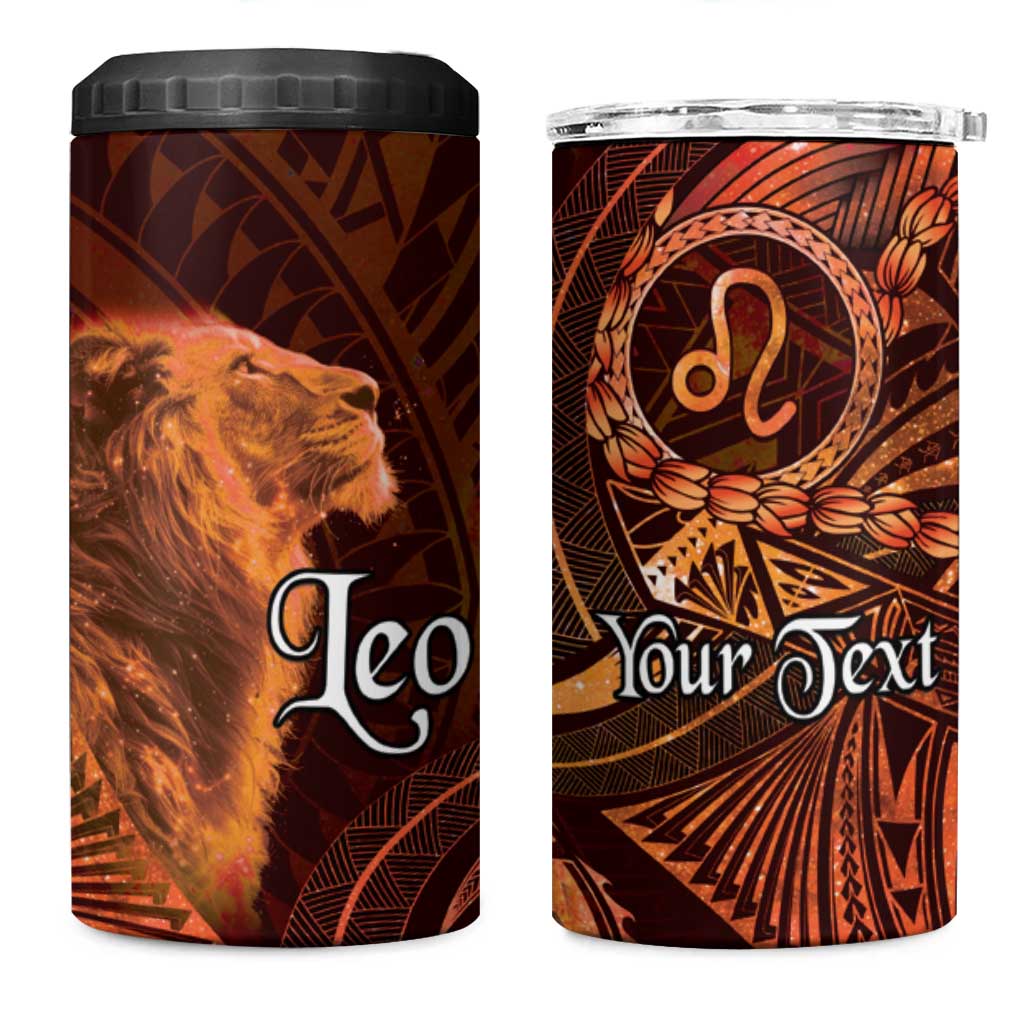 Personalised Polynesia Zodiac Leo 4 in 1 Can Cooler Tumbler Galaxy Polynesian Pattern Chest Tattoo Style