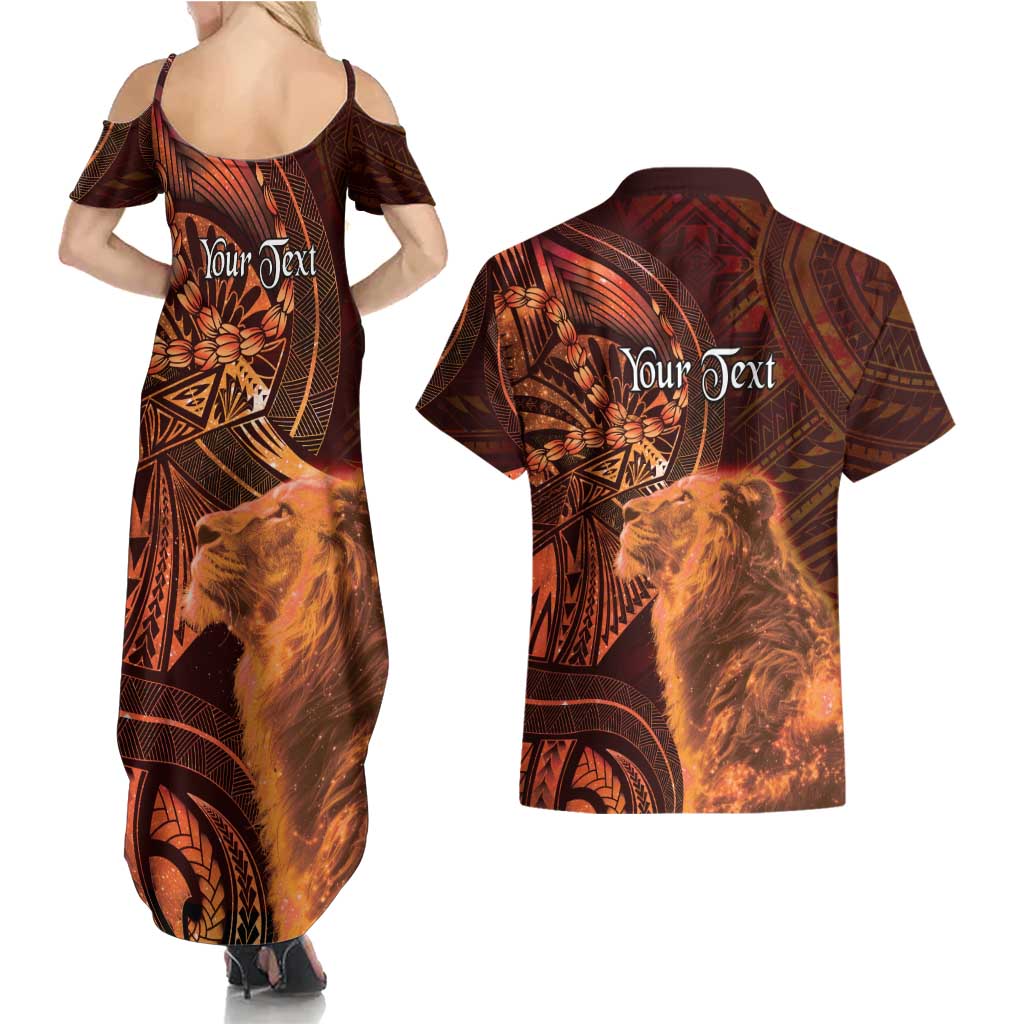 Personalised Polynesia Zodiac Leo Couples Matching Summer Maxi Dress and Hawaiian Shirt Galaxy Polynesian Pattern Chest Tattoo Style LT14 - Polynesian Pride