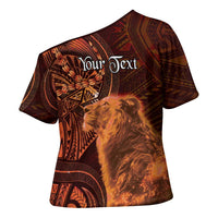 Personalised Polynesia Zodiac Leo Cross Shoulder Shirt Galaxy Polynesian Pattern Chest Tattoo Style