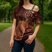 Personalised Polynesia Zodiac Leo Cross Shoulder Shirt Galaxy Polynesian Pattern Chest Tattoo Style