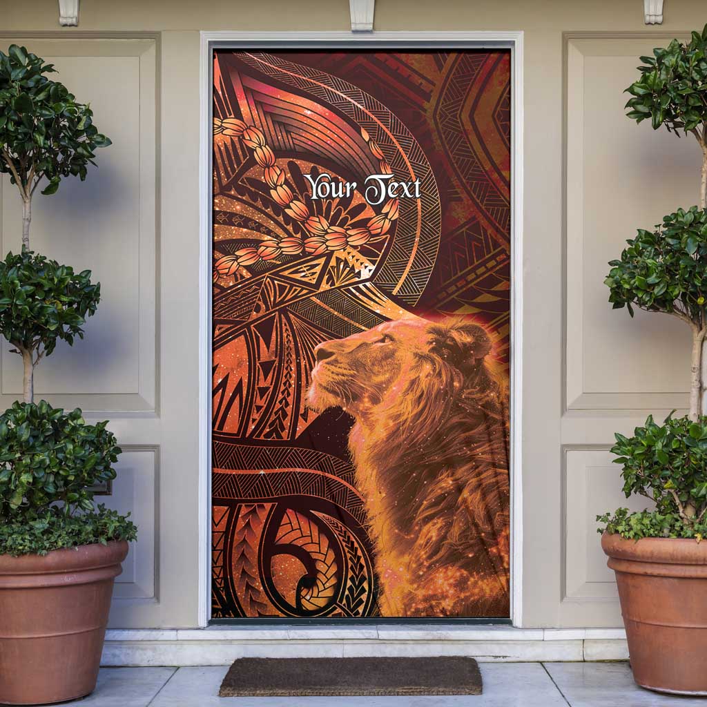 Personalised Polynesia Zodiac Leo Door Cover Galaxy Polynesian Pattern Chest Tattoo Style