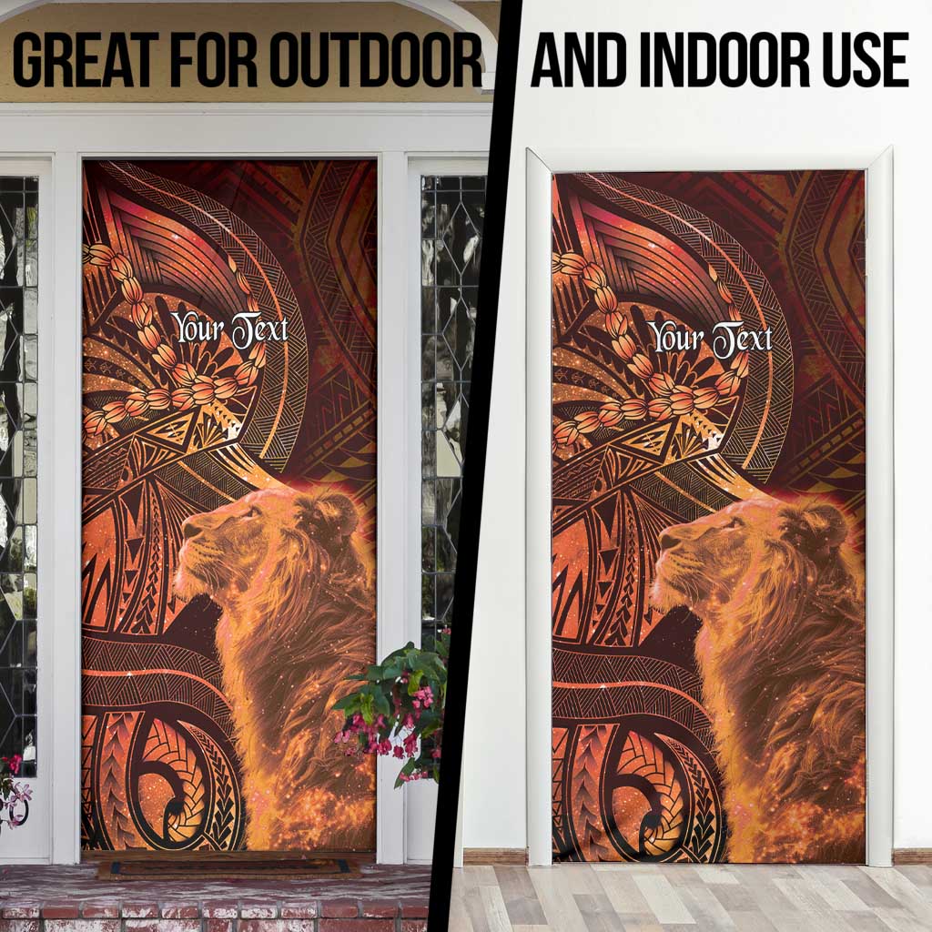 Personalised Polynesia Zodiac Leo Door Cover Galaxy Polynesian Pattern Chest Tattoo Style