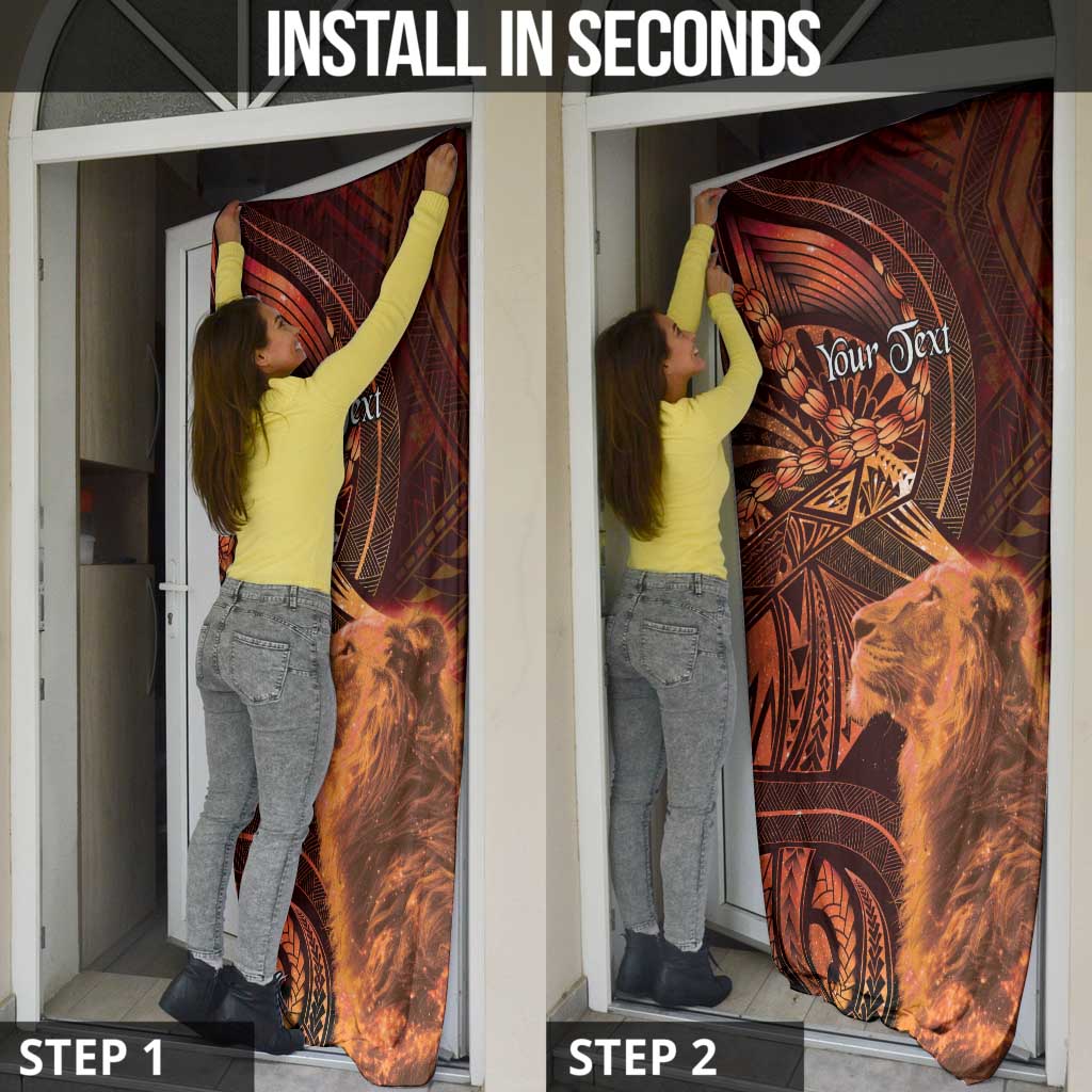 Personalised Polynesia Zodiac Leo Door Cover Galaxy Polynesian Pattern Chest Tattoo Style