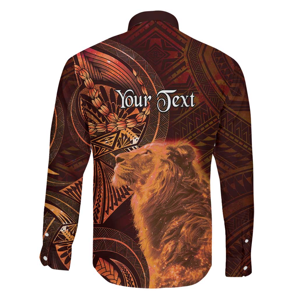Personalised Polynesia Zodiac Leo Family Matching Off The Shoulder Long Sleeve Dress and Hawaiian Shirt Galaxy Polynesian Pattern Chest Tattoo Style