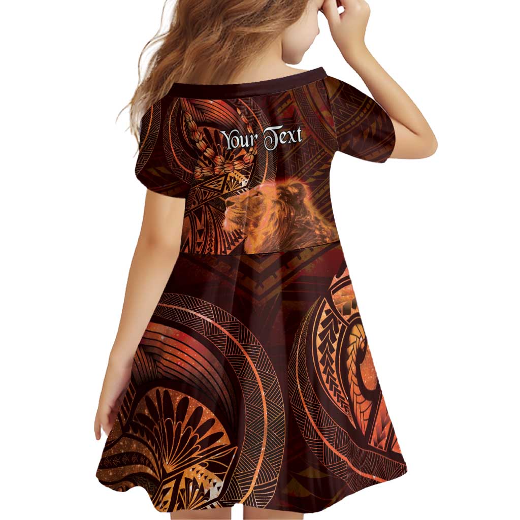 Personalised Polynesia Zodiac Leo Family Matching Short Sleeve Bodycon Dress and Hawaiian Shirt Galaxy Polynesian Pattern Chest Tattoo Style