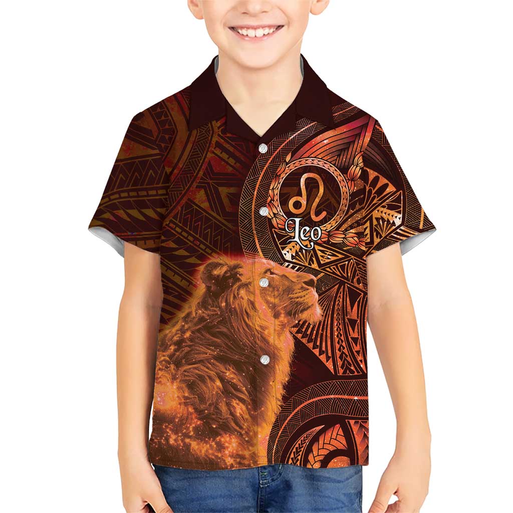 Personalised Polynesia Zodiac Leo Family Matching Short Sleeve Bodycon Dress and Hawaiian Shirt Galaxy Polynesian Pattern Chest Tattoo Style