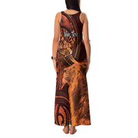 Personalised Polynesia Zodiac Leo Family Matching Tank Maxi Dress and Hawaiian Shirt Galaxy Polynesian Pattern Chest Tattoo Style