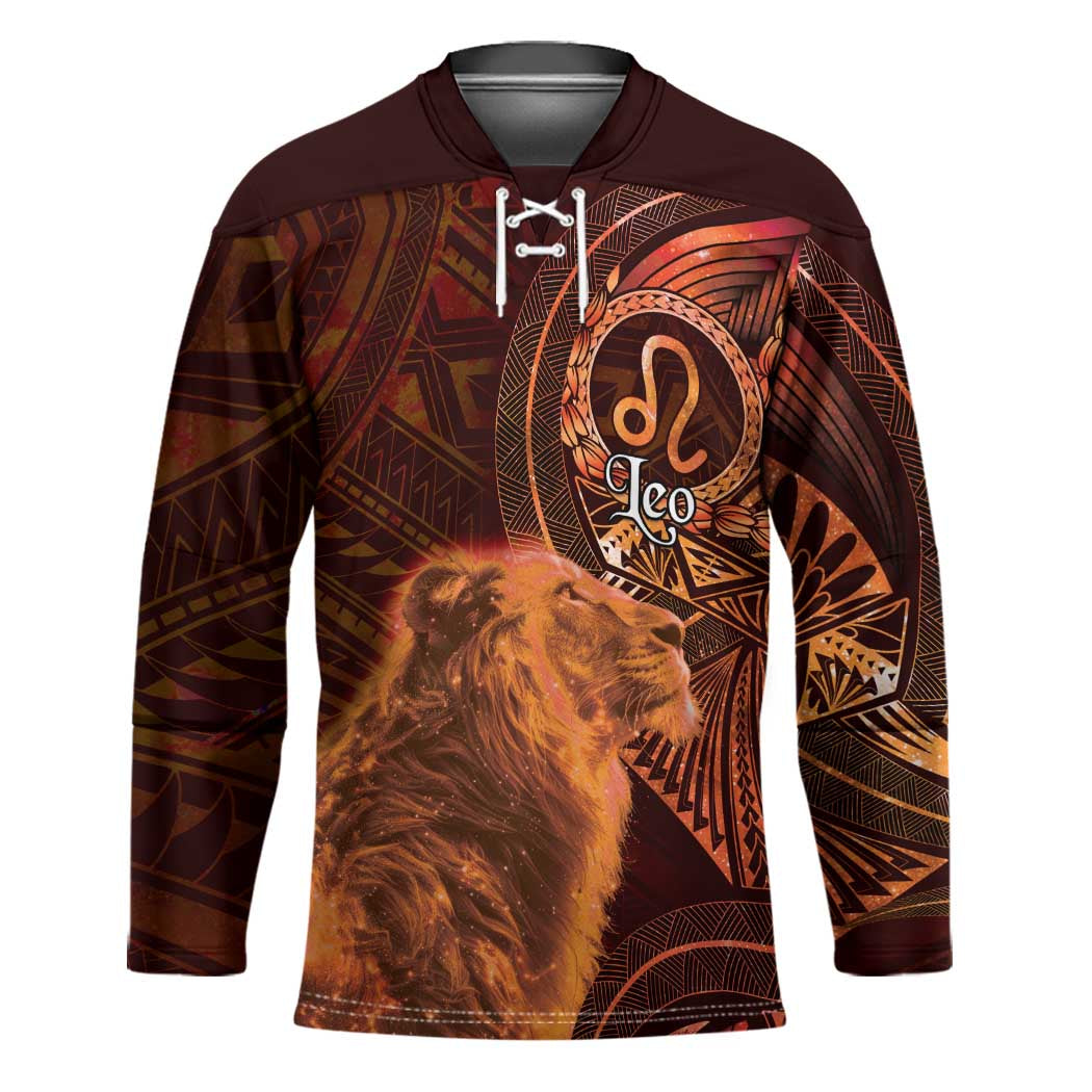 Personalised Polynesia Zodiac Leo Hockey Jersey Galaxy Polynesian Pattern Chest Tattoo Style
