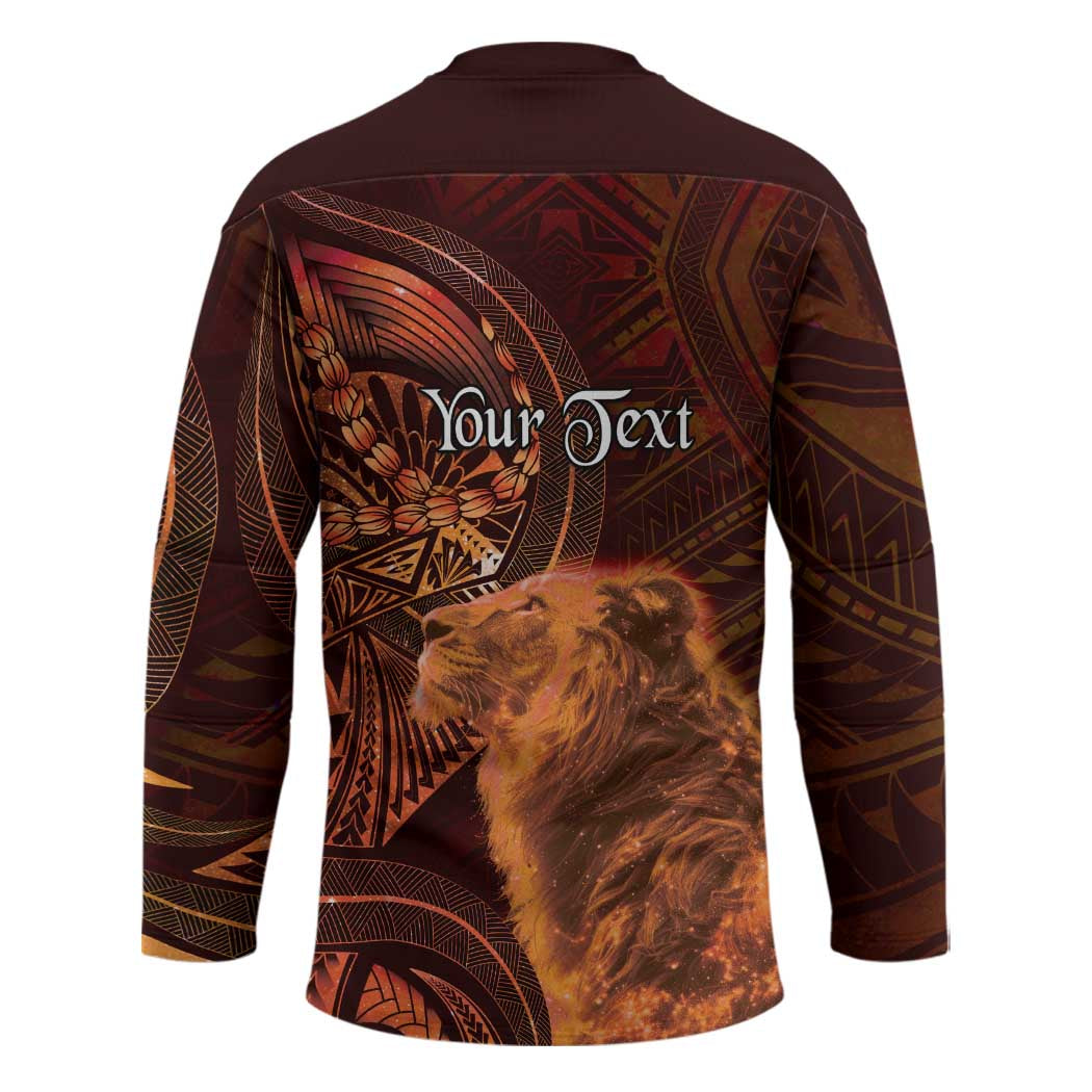 Personalised Polynesia Zodiac Leo Hockey Jersey Galaxy Polynesian Pattern Chest Tattoo Style