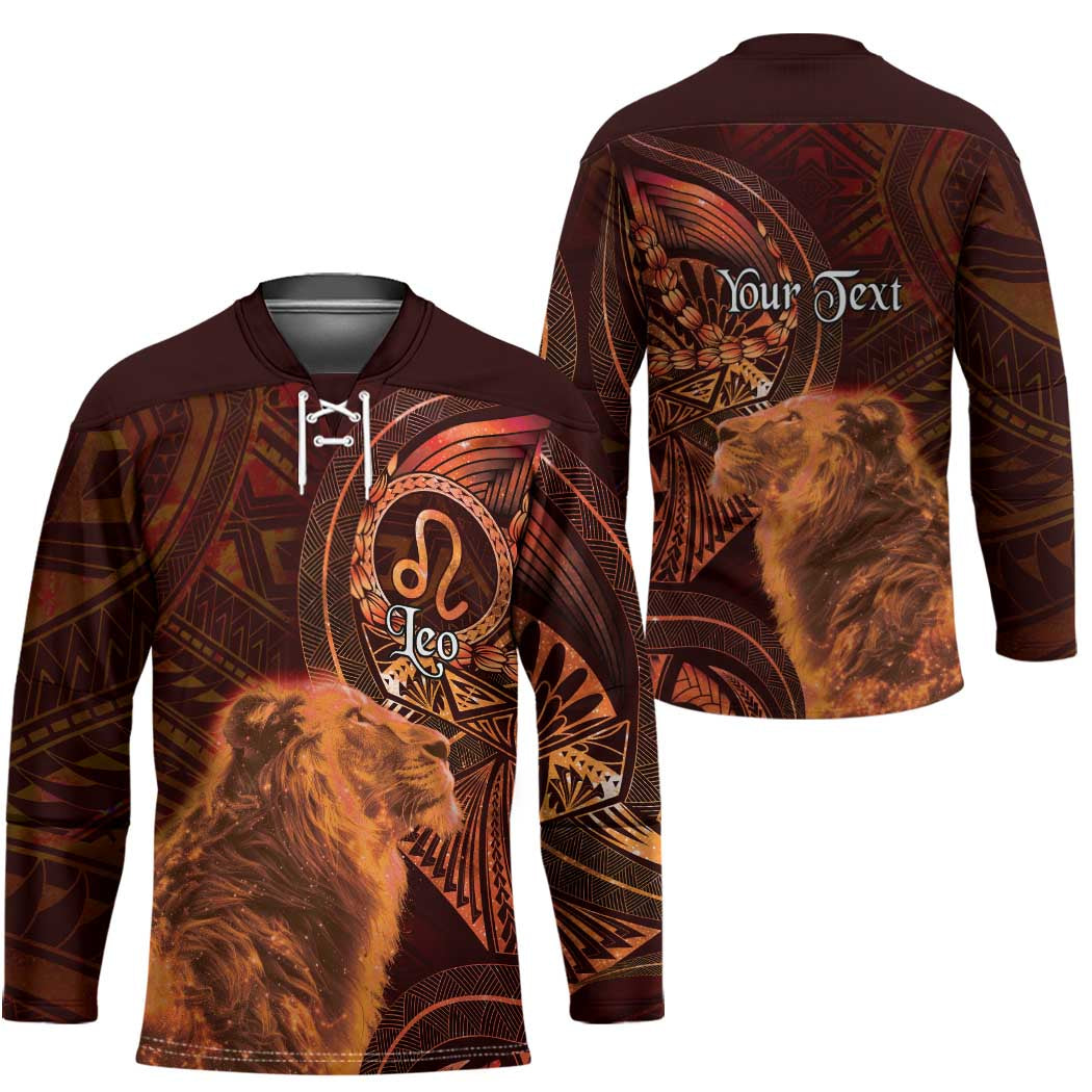 Personalised Polynesia Zodiac Leo Hockey Jersey Galaxy Polynesian Pattern Chest Tattoo Style