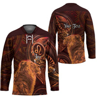 Personalised Polynesia Zodiac Leo Hockey Jersey Galaxy Polynesian Pattern Chest Tattoo Style