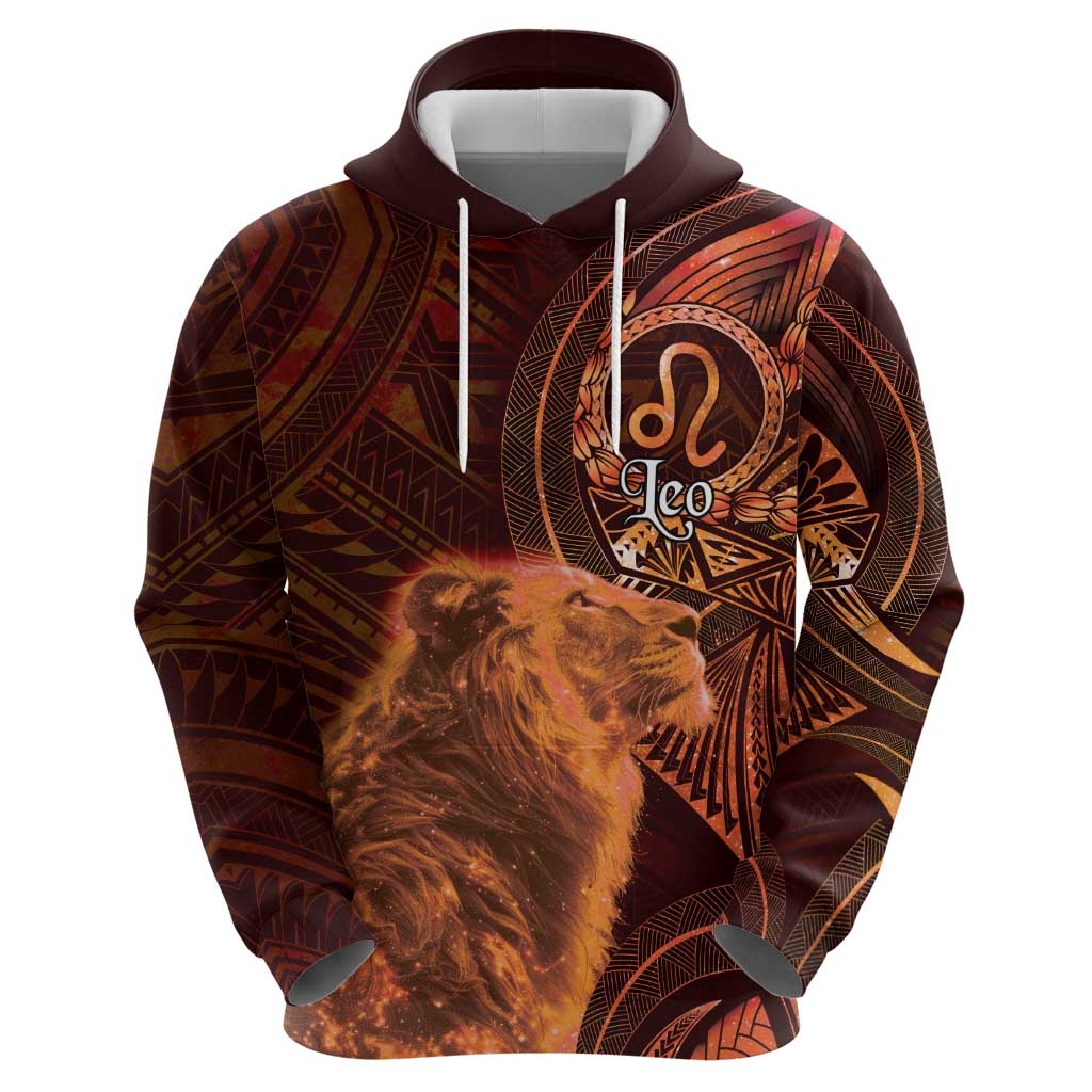 Personalised Polynesia Zodiac Leo Hoodie Galaxy Polynesian Pattern Chest Tattoo Style LT14 - Polynesian Pride