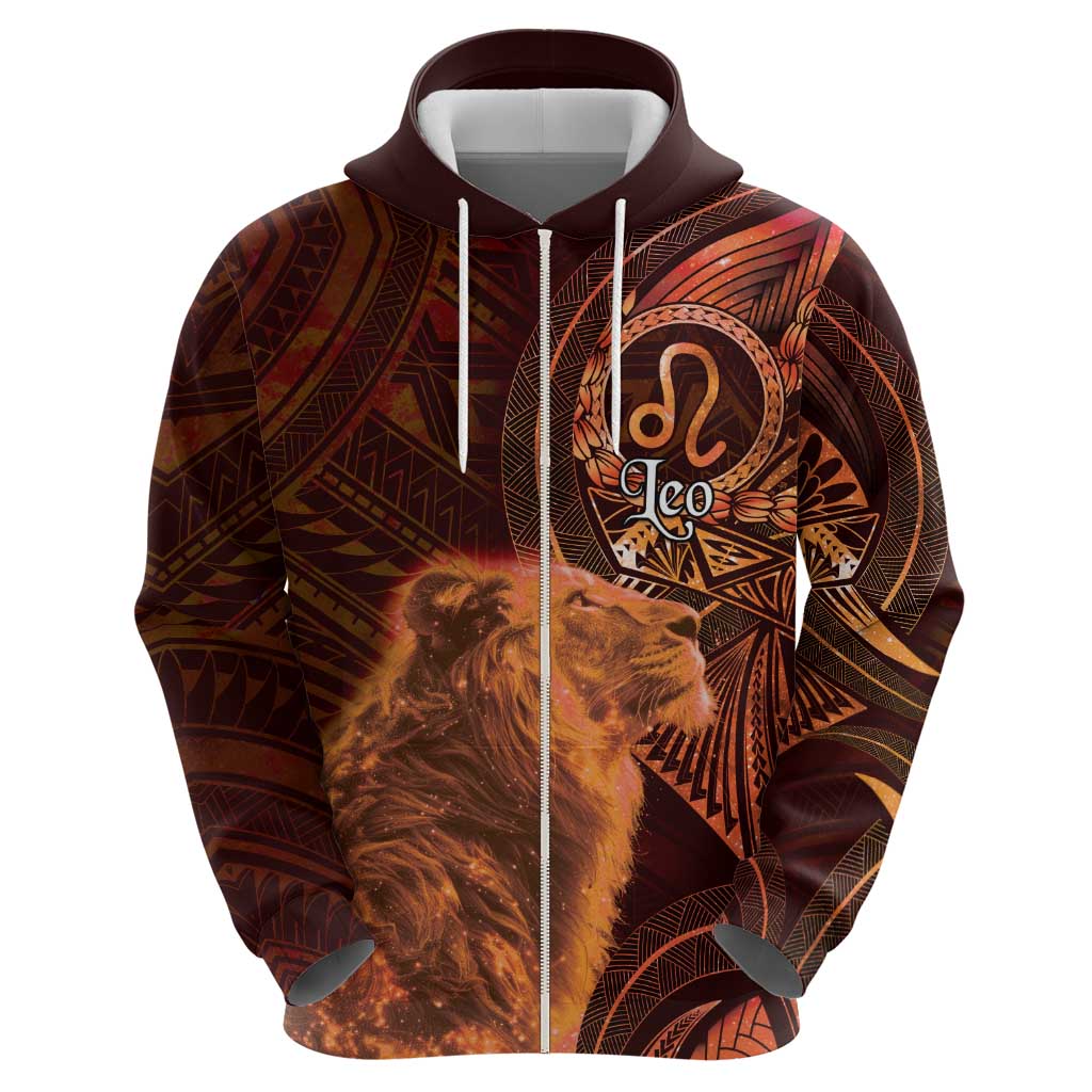 Personalised Polynesia Zodiac Leo Hoodie Galaxy Polynesian Pattern Chest Tattoo Style LT14 - Polynesian Pride